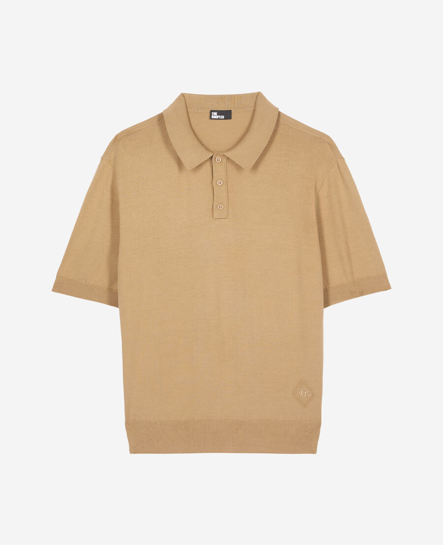 The Kooples H BEIGE brown knitted polo t-shirt