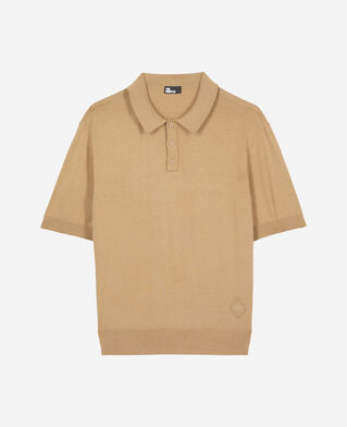 The Kooples H BEIGE brown knitted polo t-shirt
