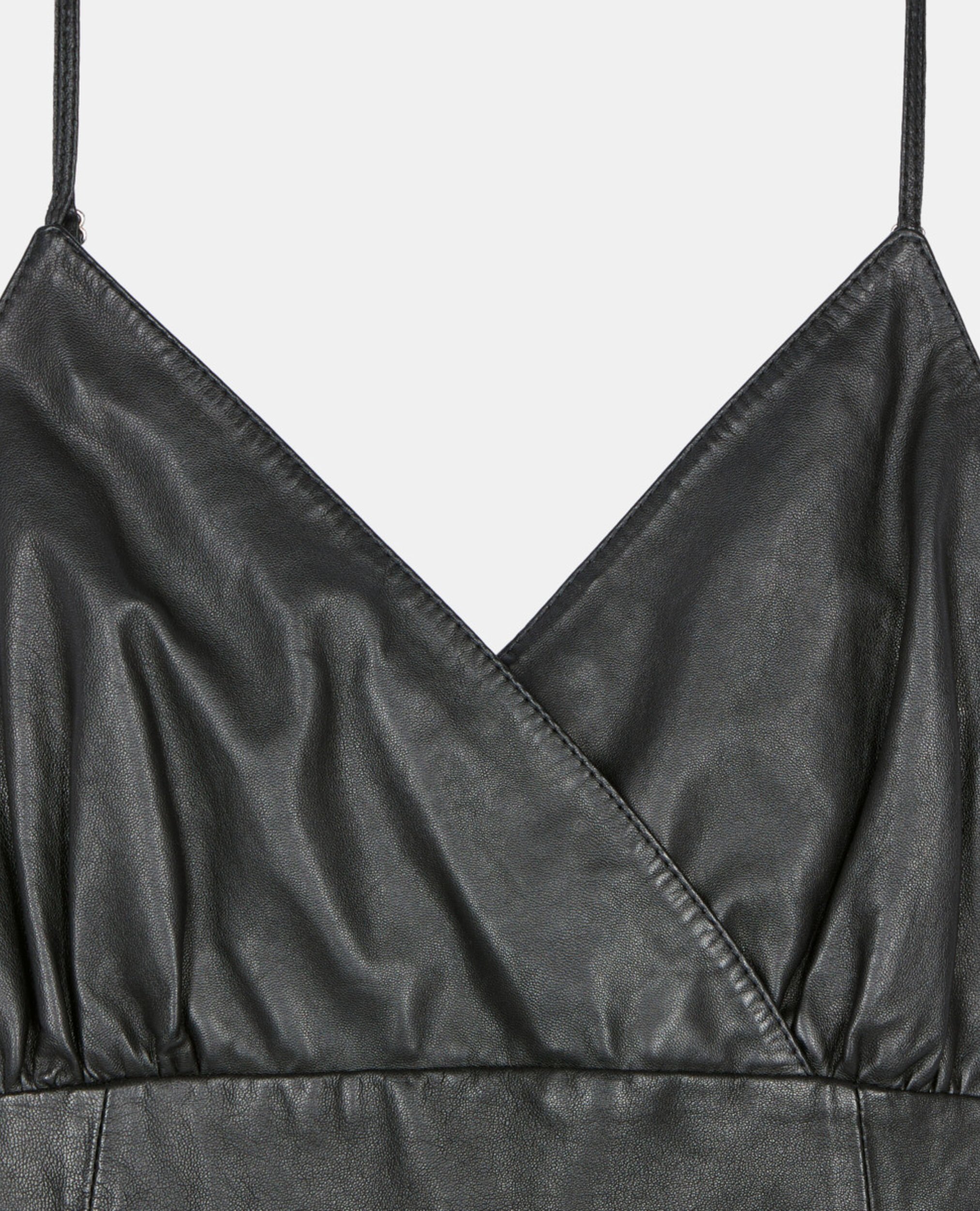 Short black leather dress, BLACK, hi-res image number null