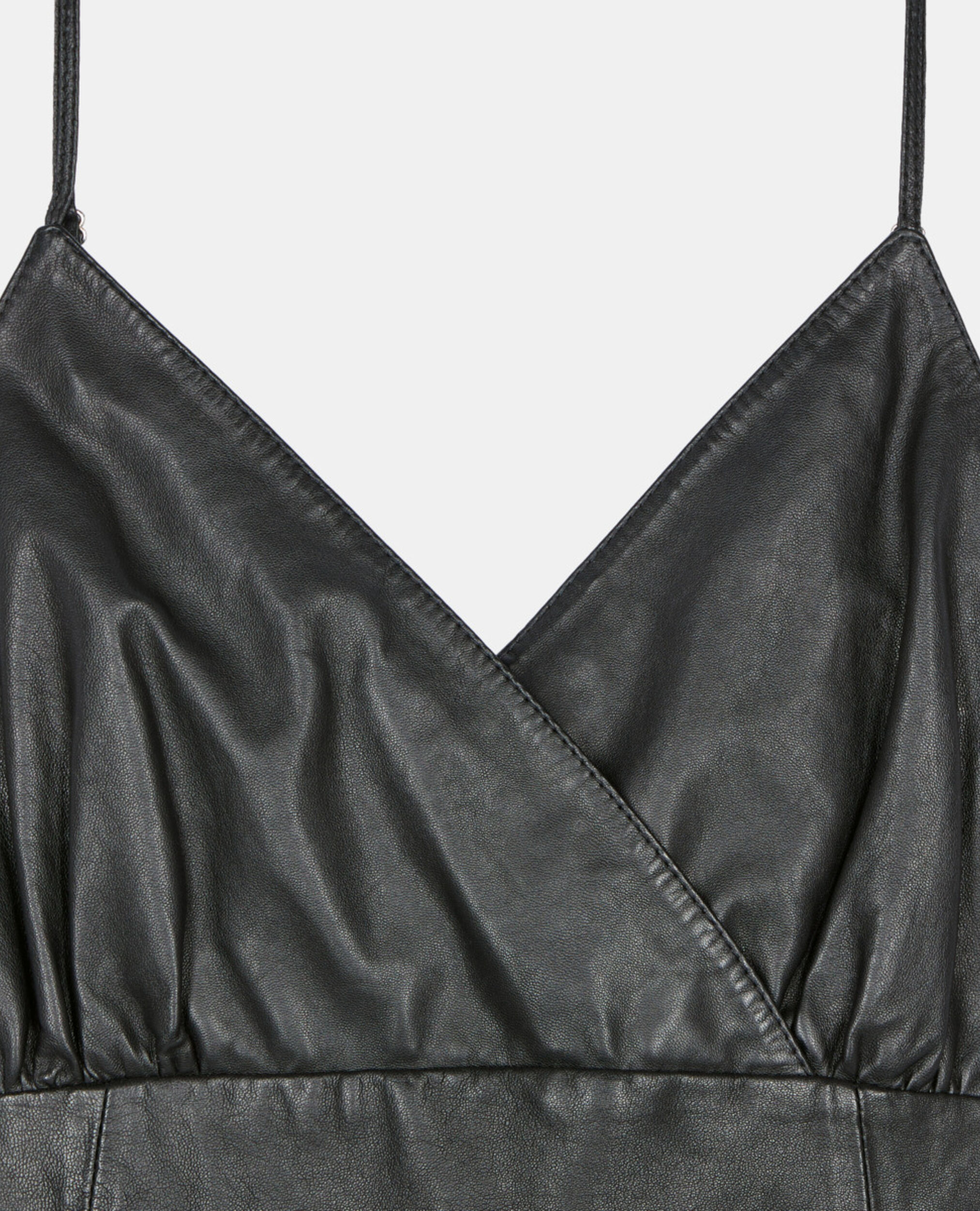 Short black leather dress, BLACK, hi-res image number null