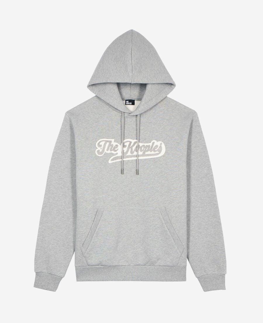 The Kooples HERREN GREY MELANGE kapuzen-sweatshirt mit grauem patch