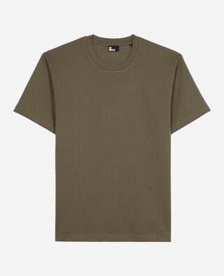 The Kooples MEN KAKI mixed t-shirt, straight, plain khaki