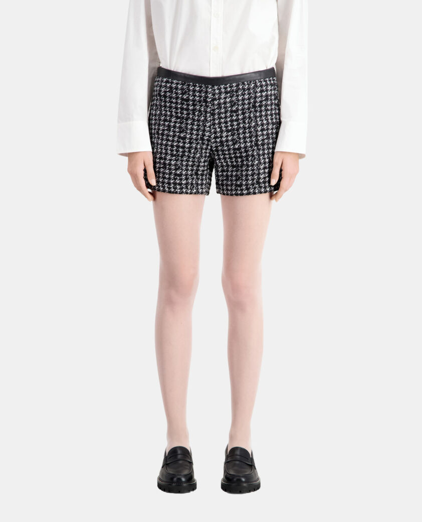 The Kooples FEMME BLACK WHITE short noir en tweed