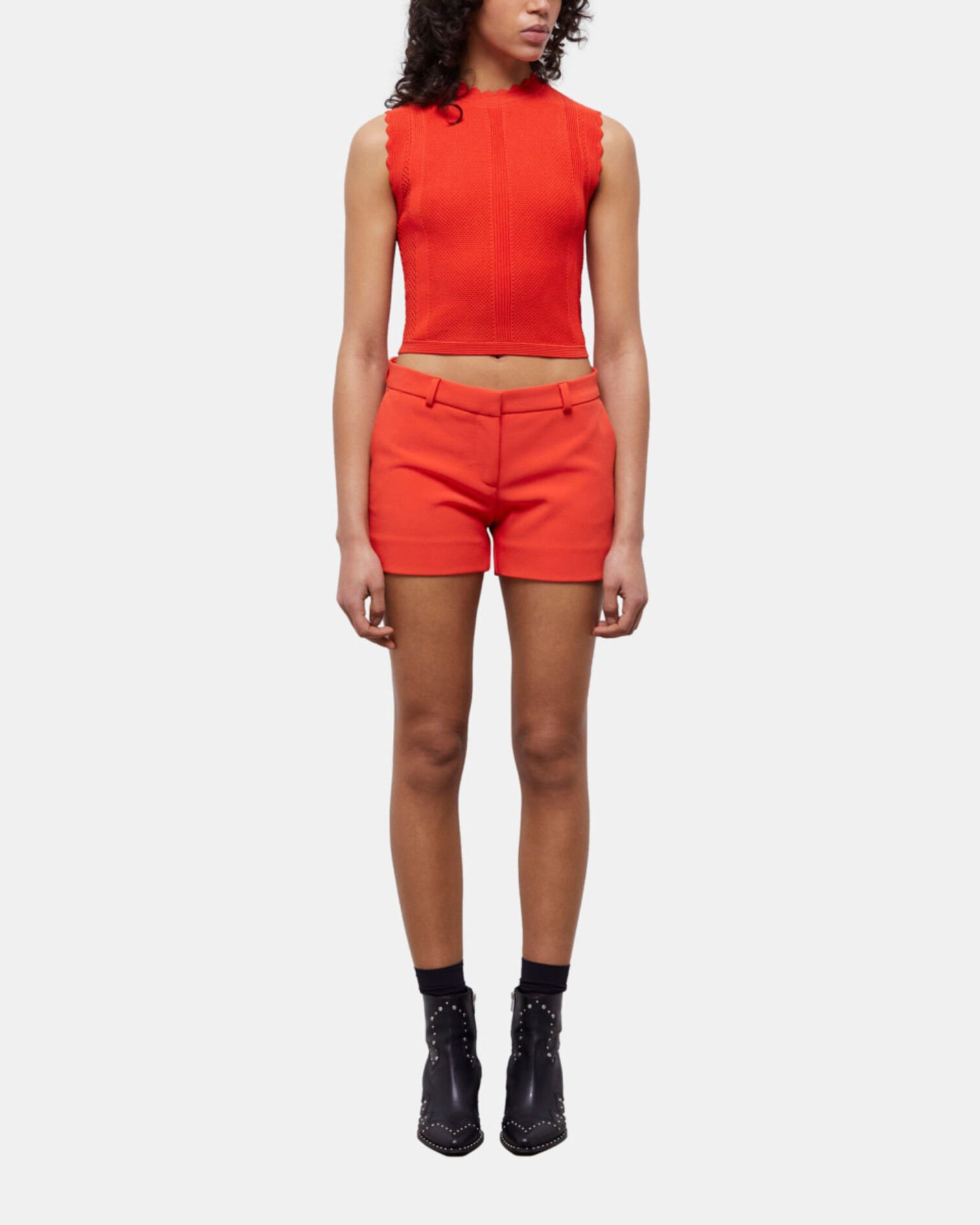 Short tailleur orange en crêpe, ORANGE, hi-res image number null
