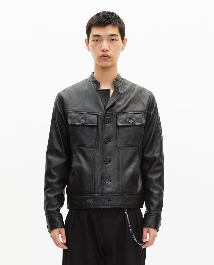 The Kooples MEN BLACK black leather jacket