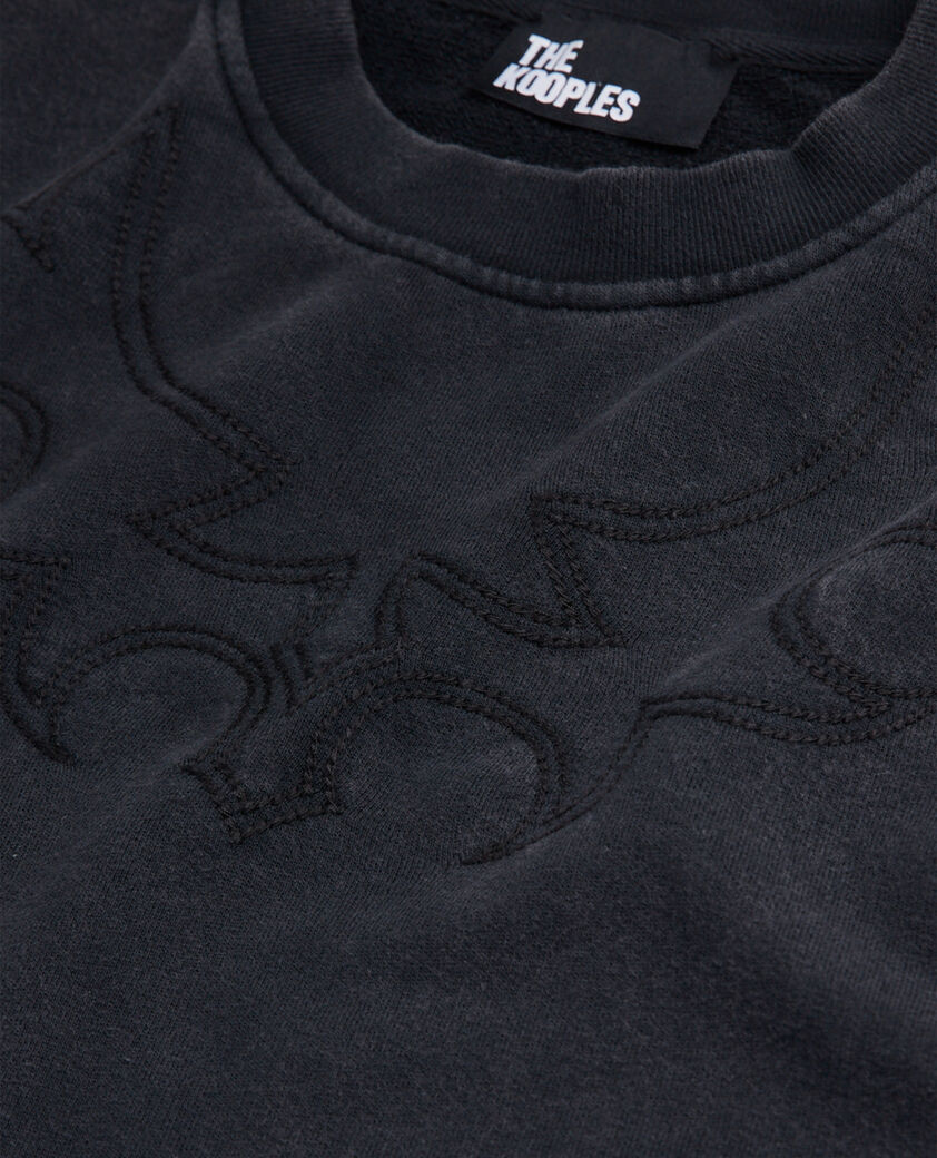 The Kooples MEN BLACK WASHED black sweatshirt with western-style embroidery