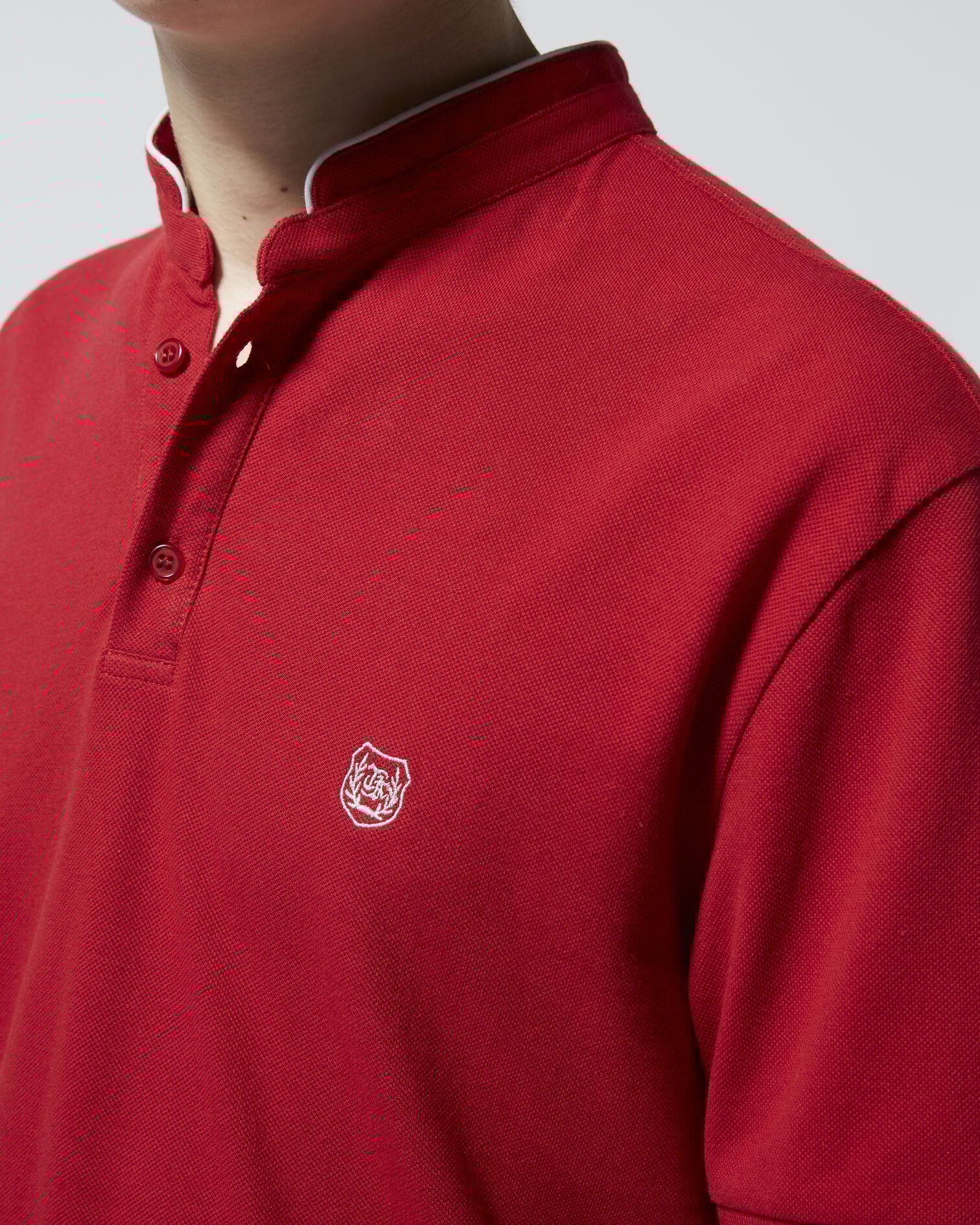Polo rouge chili col officier SLIM, CHILIPEPPER / GLACIERGREY, hi-res image number null