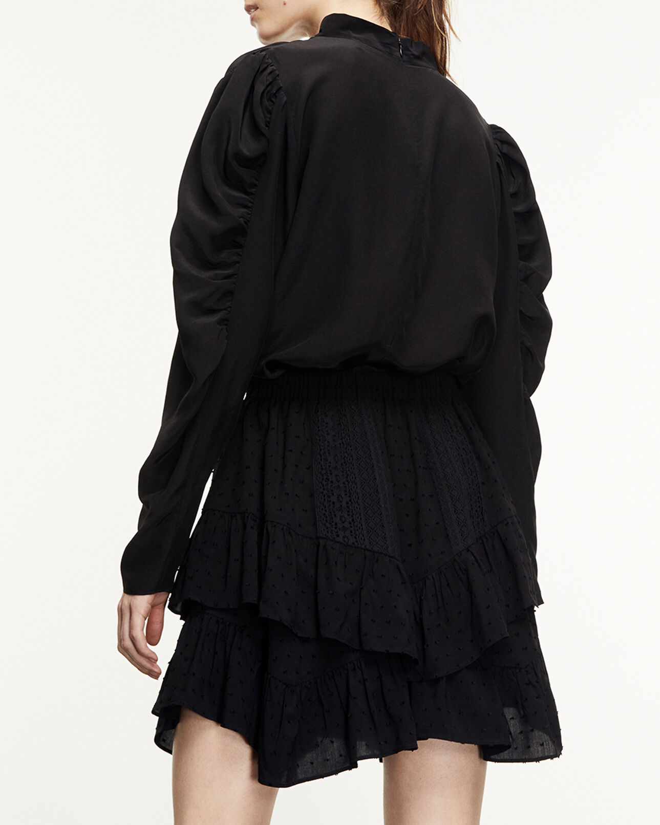 The Kooples WOMEN BLACK flowing black top with gathering