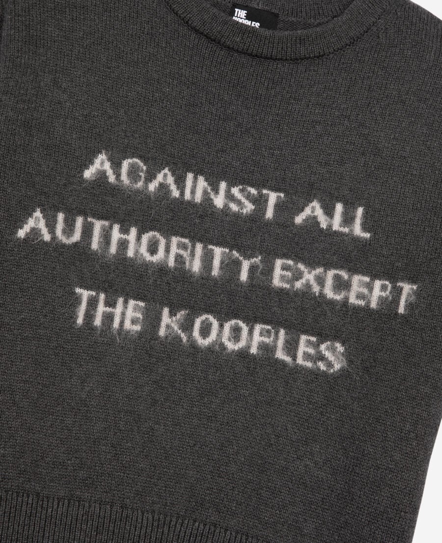 The Kooples FEMME MIDDLE GREY MEL/WHITE pull manches courtes sérigraphie