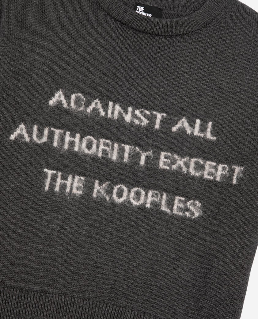 The Kooples WOMEN MIDDLE GREY MEL/WHITE short sleeved screen printed sweater