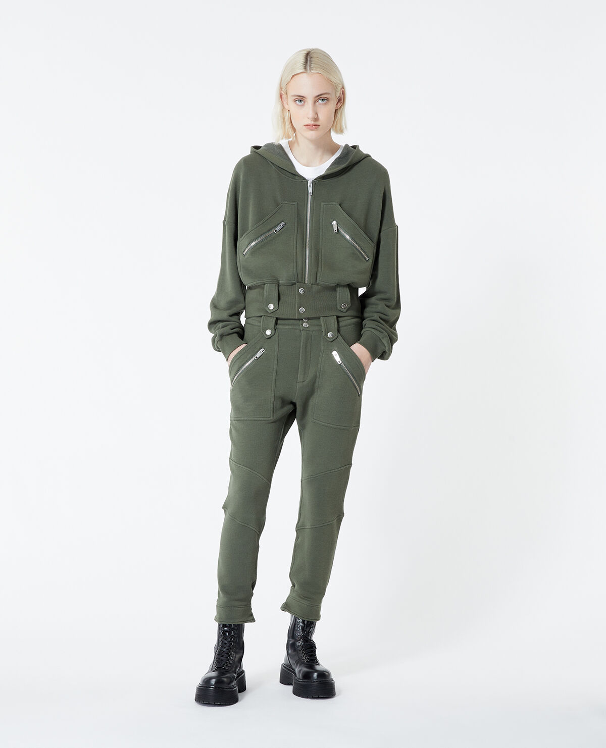 Cargo style khaki joggers with zip The Kooples