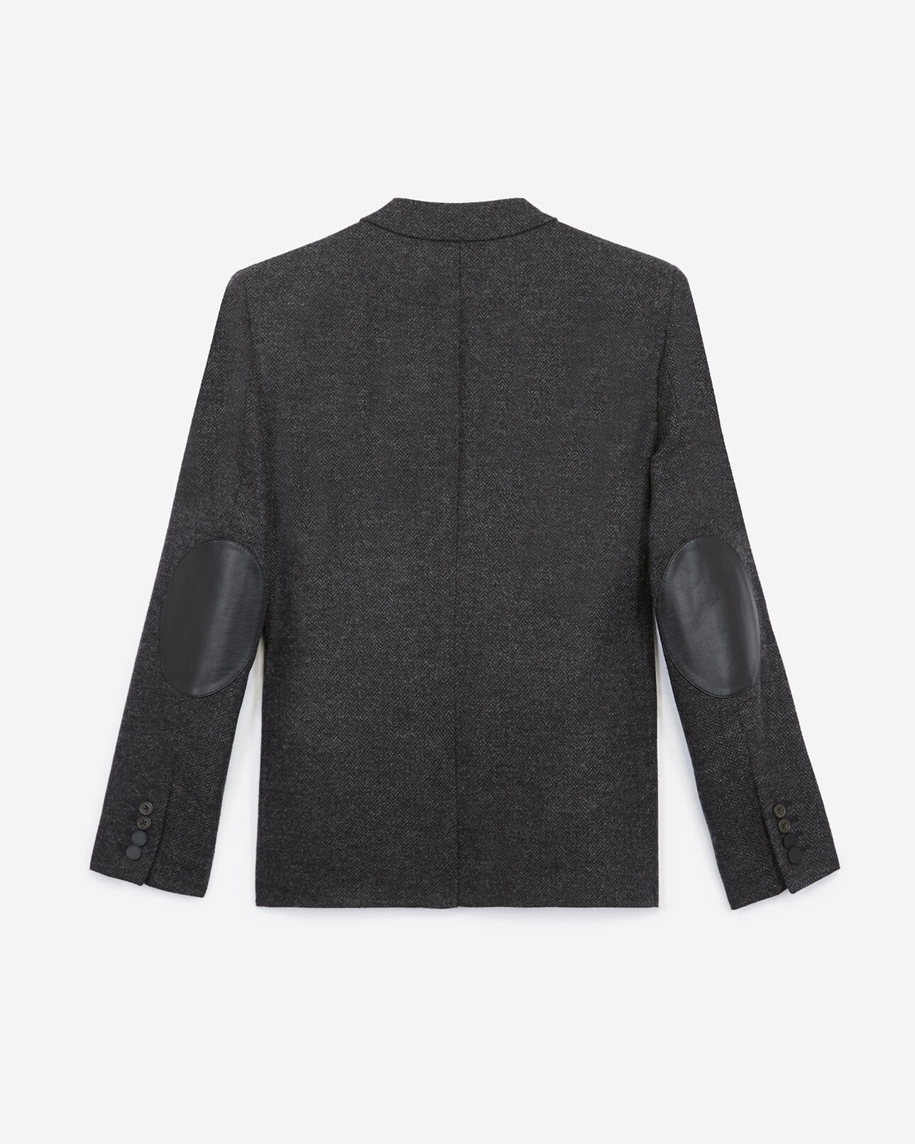 The Kooples MEN BLACK GREY black wool blazer with herringbone motif