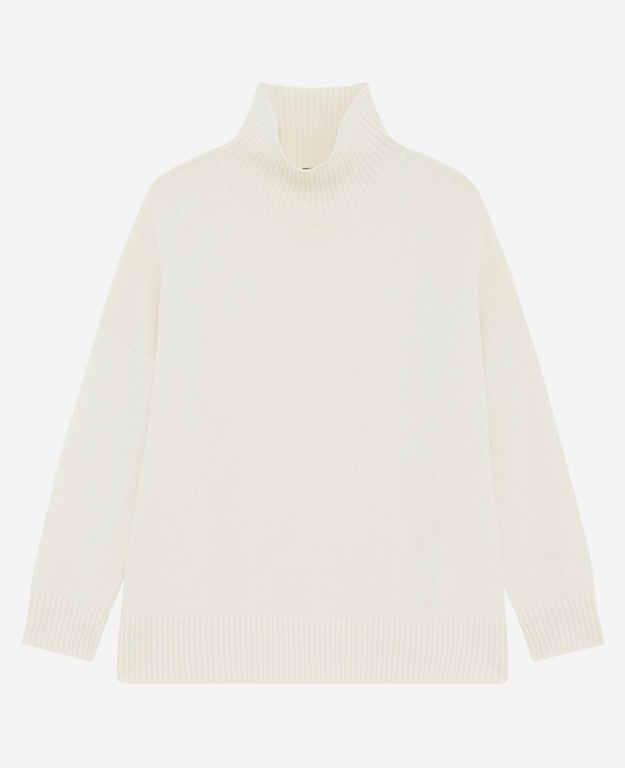 The Kooples WOMEN ECRU ecru cashmere stand-up collar sweater