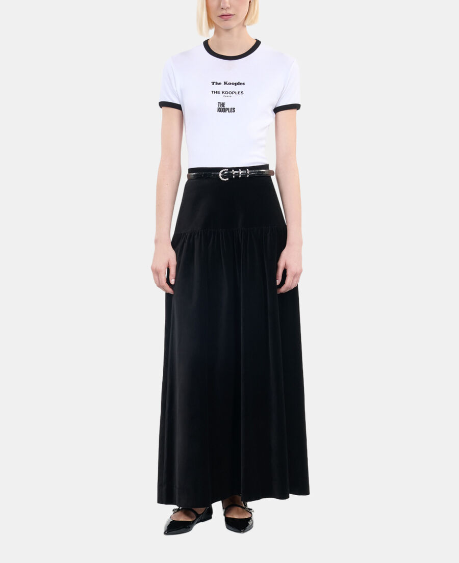 The Kooples FEMME BLACK jupe longue en velours noir