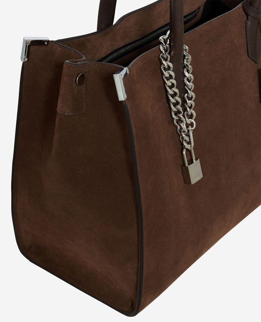 The Kooples FEMME CHOCOLATE sac cabas ming l en suède marron