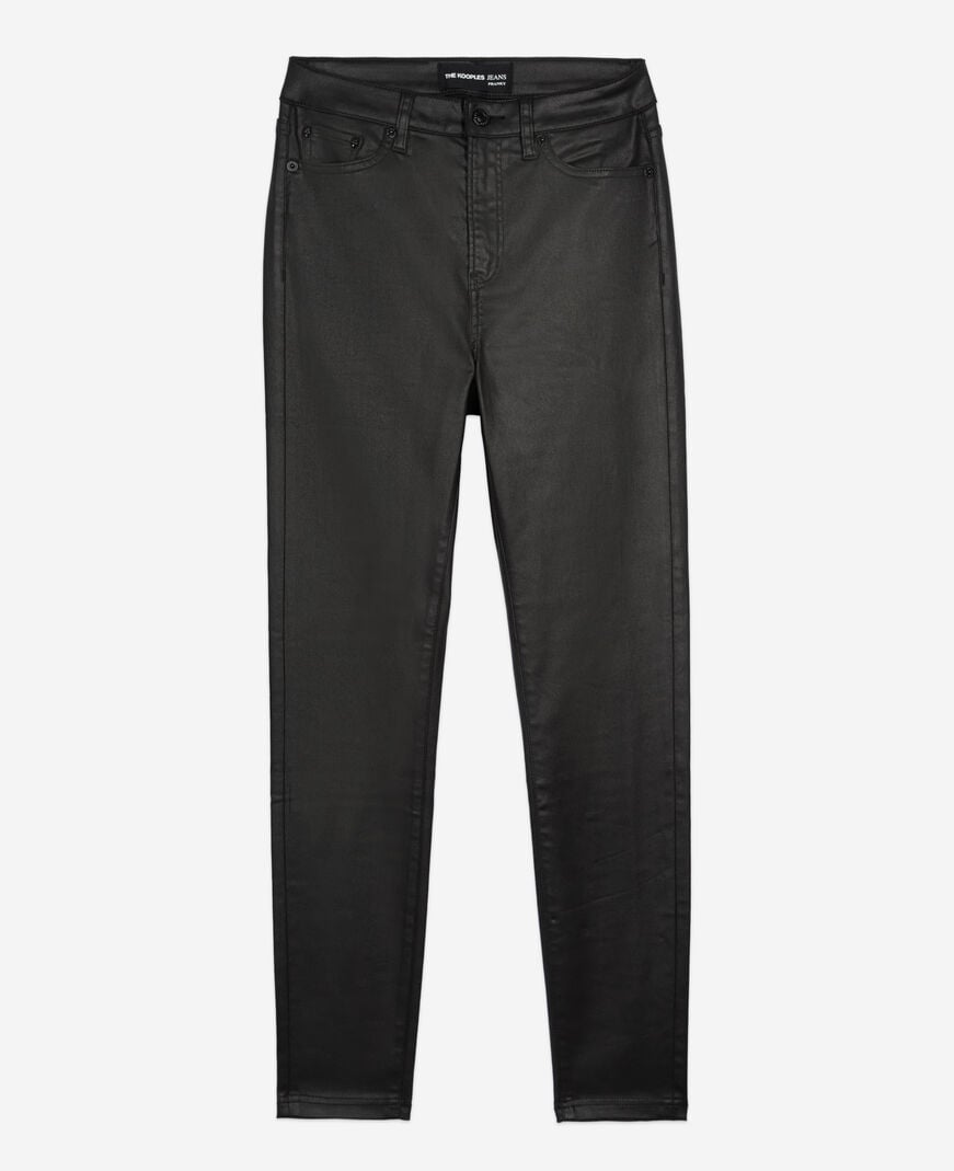 The Kooples FEMME BLACK jean slim effet cuir noir