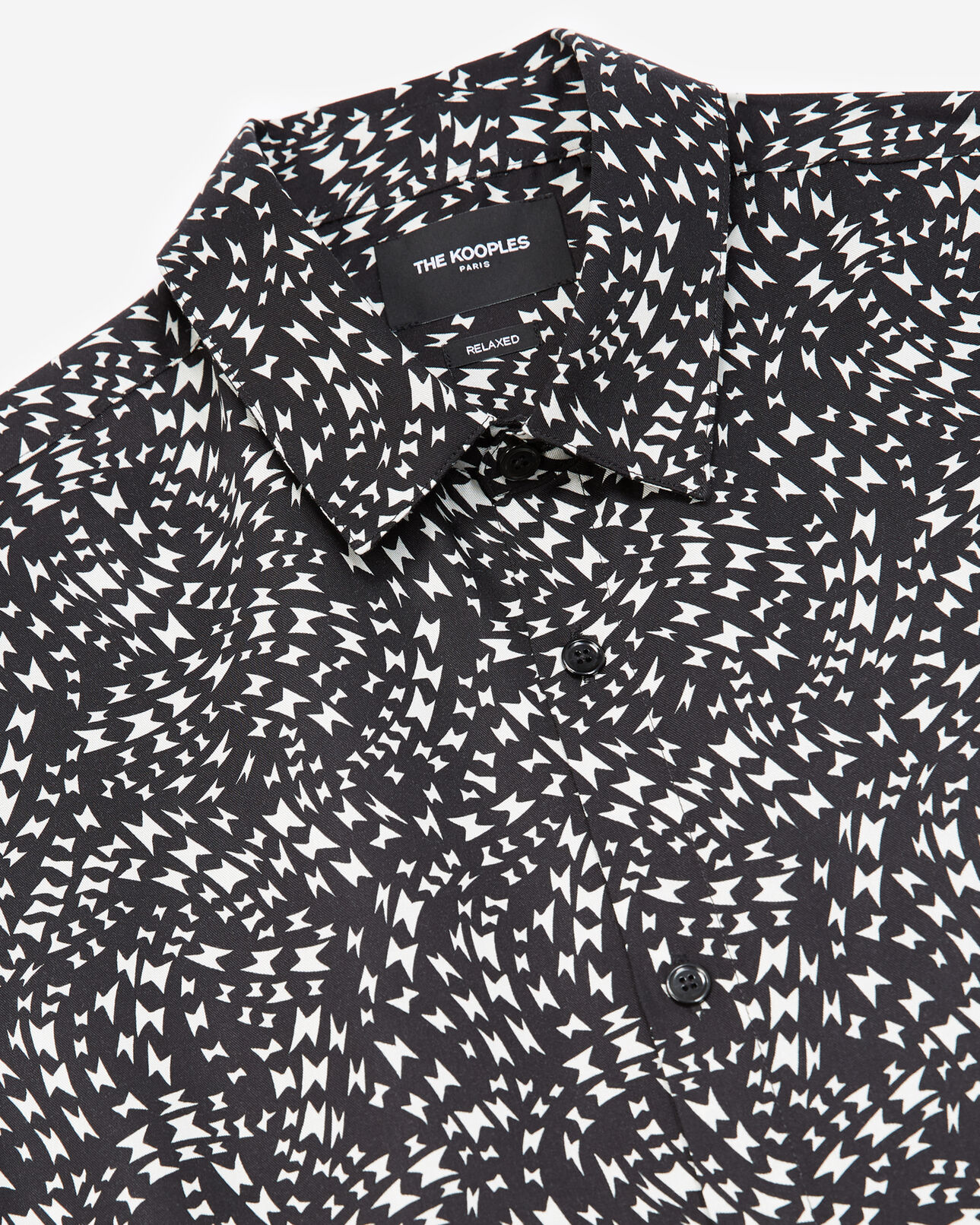 The Kooples HOMME BLACK WHITE chemise noire imprimé tourbillon blanc