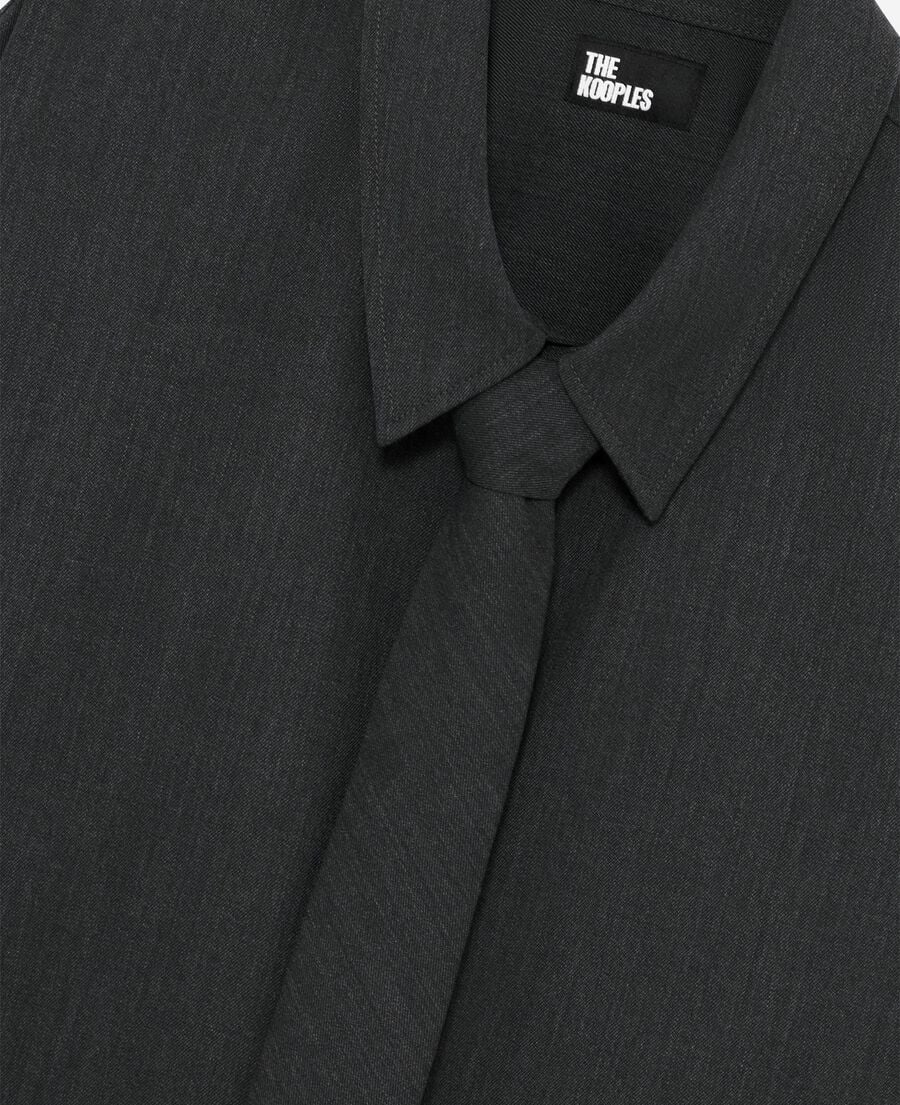 The Kooples MEN ANTHRACITE dark gray wool blend shirt with tie