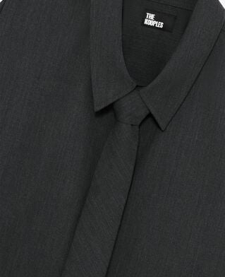 The Kooples MEN ANTHRACITE dark gray wool blend shirt with tie