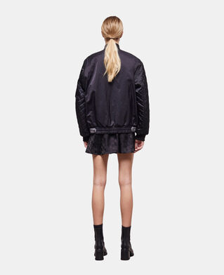 The Kooples DAMEN BLACK schwarze, satinierte bomberjacke mit abnehmbaren ärmeln