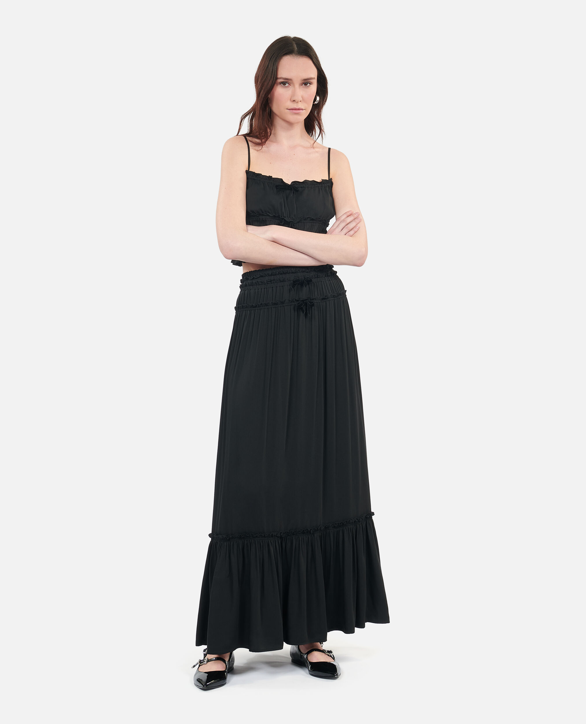 Long black skirt with bows | The Kooples US