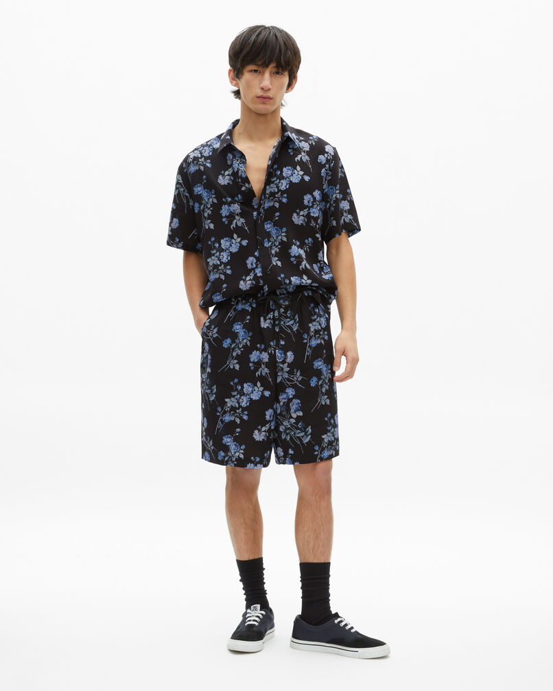 The Kooples MEN BLACK BLUE black floral print shirt