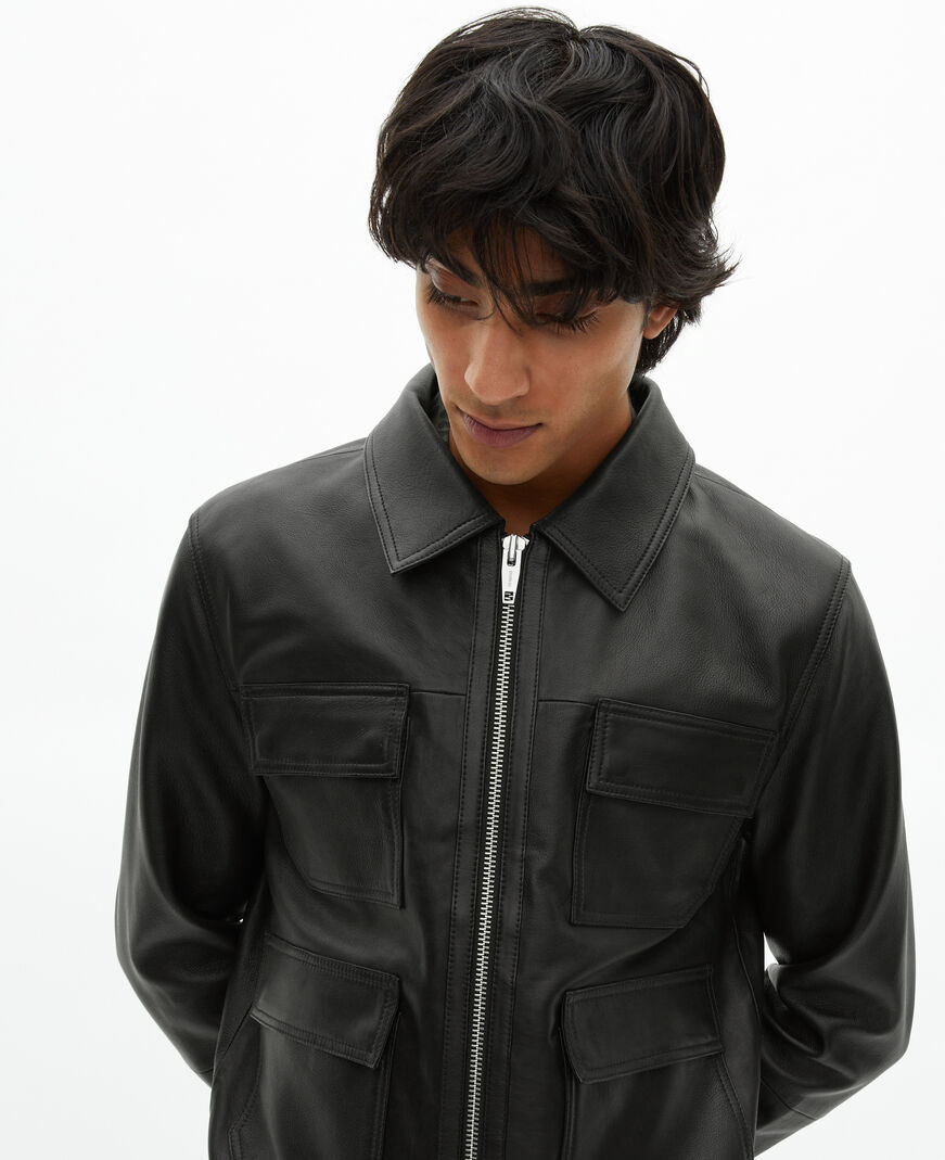 The Kooples MEN BLACK black leather jacket