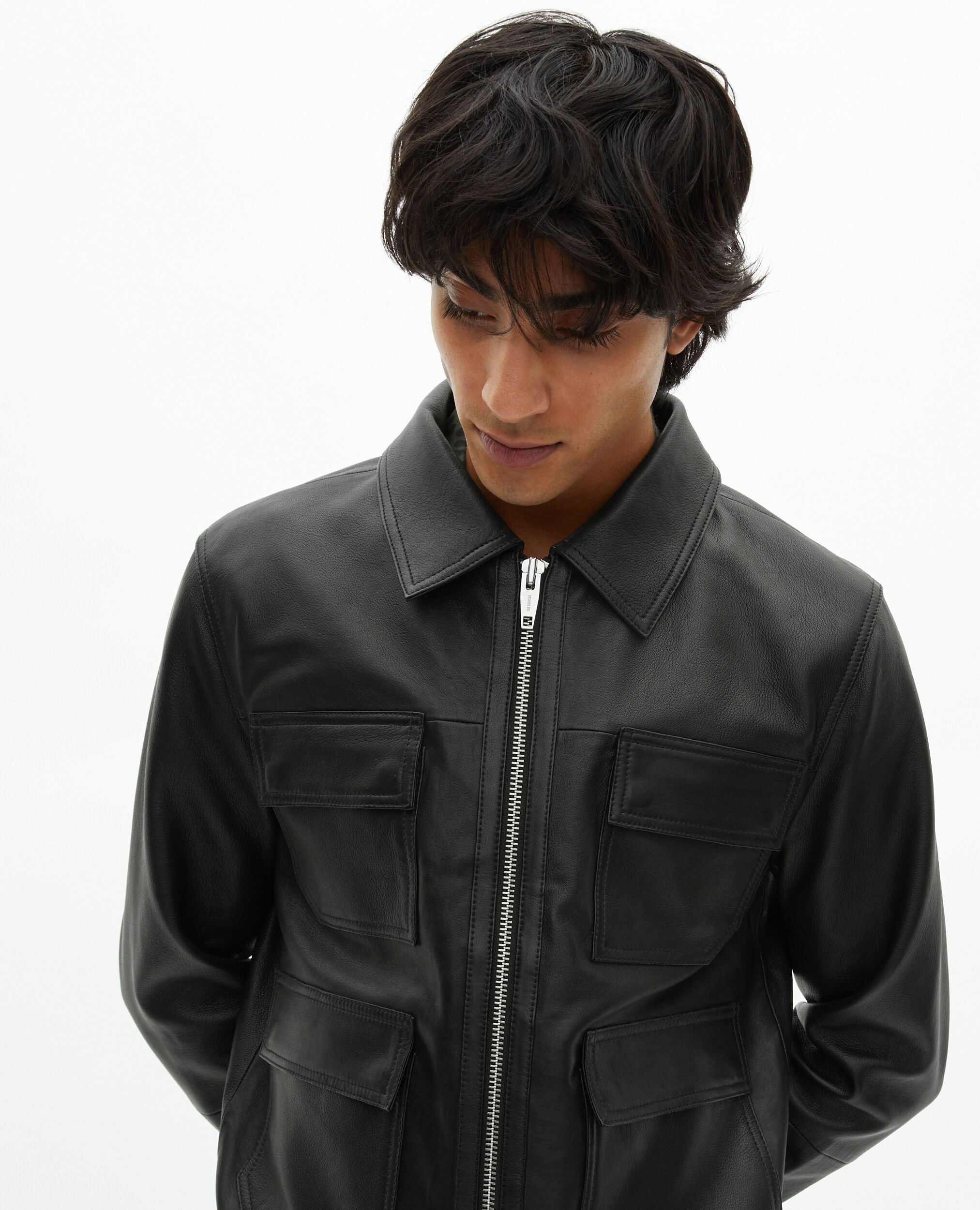 Black leather jacket, BLACK, hi-res image number null
