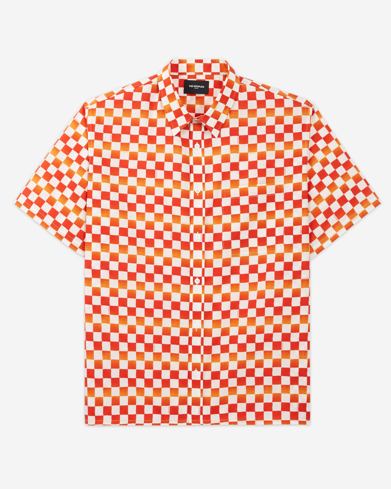 The Kooples HOMME ORANGE RED chemise coton à motif damier orange