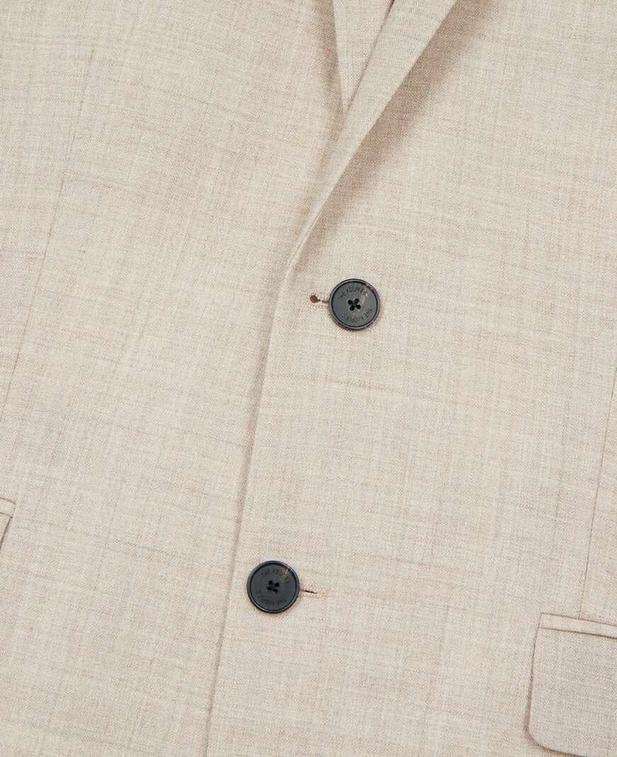 The Kooples HERREN BEIGE beigefarbene, schmal geschnittene anzugjacke aus wolle