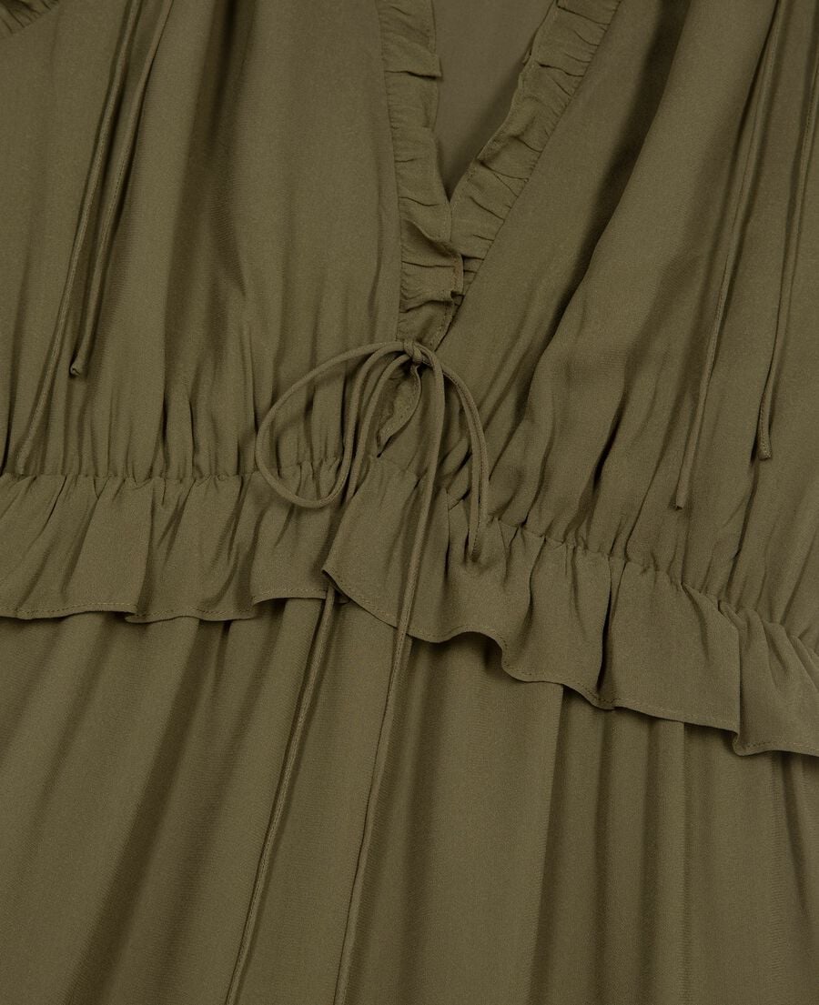The Kooples F KAKI short dress with khaki ruffles