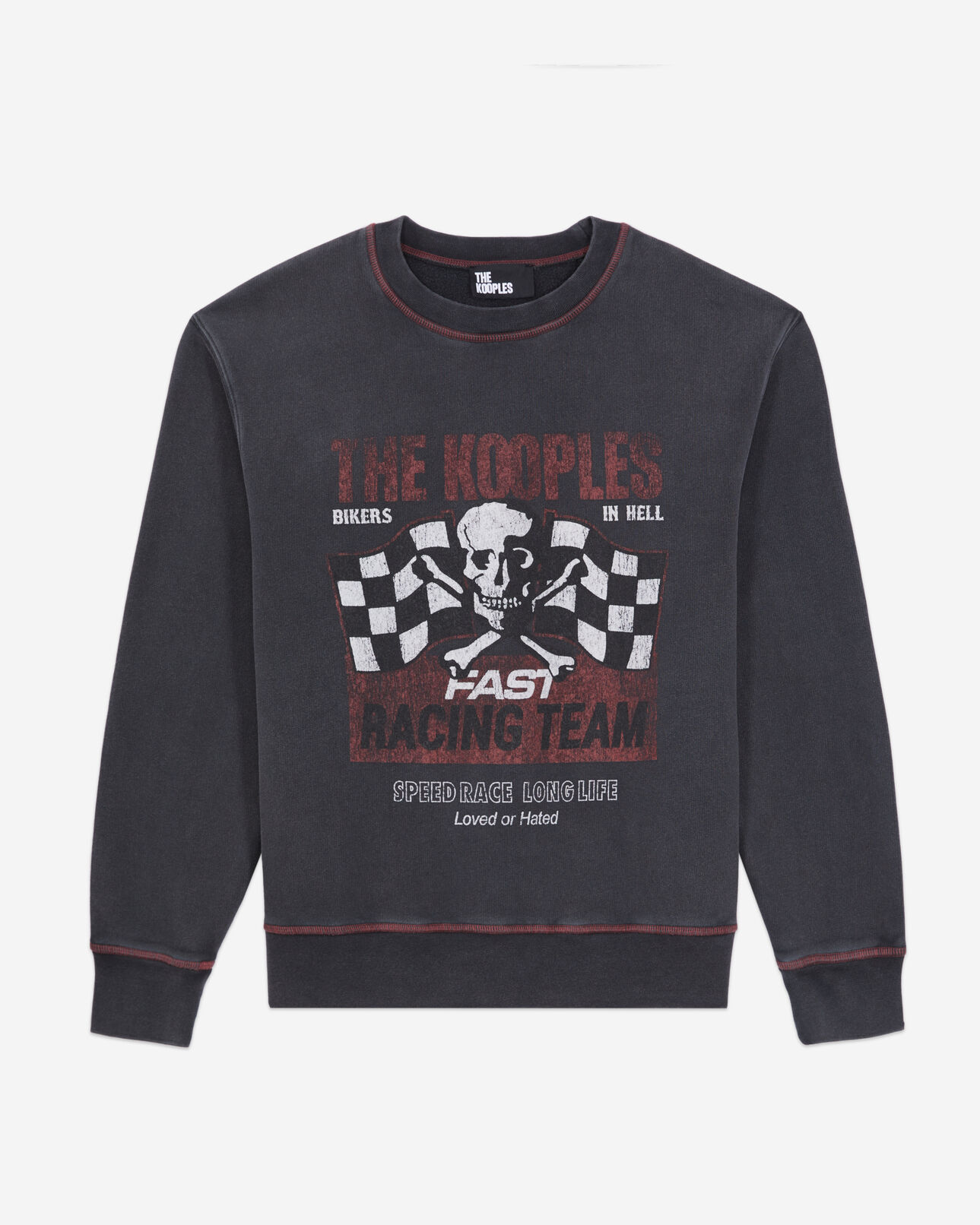 The Kooples WOMEN BLACK WASHED women's black sweatshirt with racing skull serigraphy