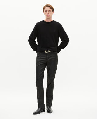The Kooples MEN BLACK black leather slim-fit pants