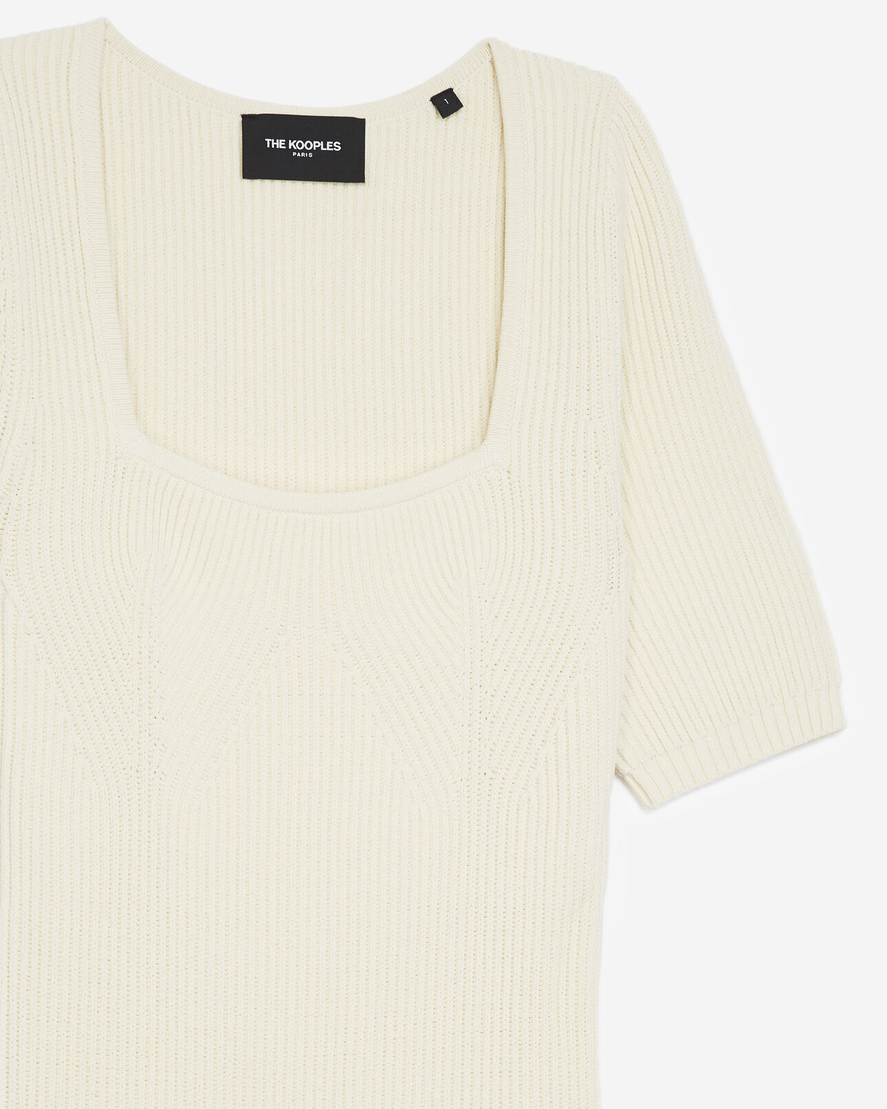 The Kooples FEMME ECRU robe longue écrue maille et col carré