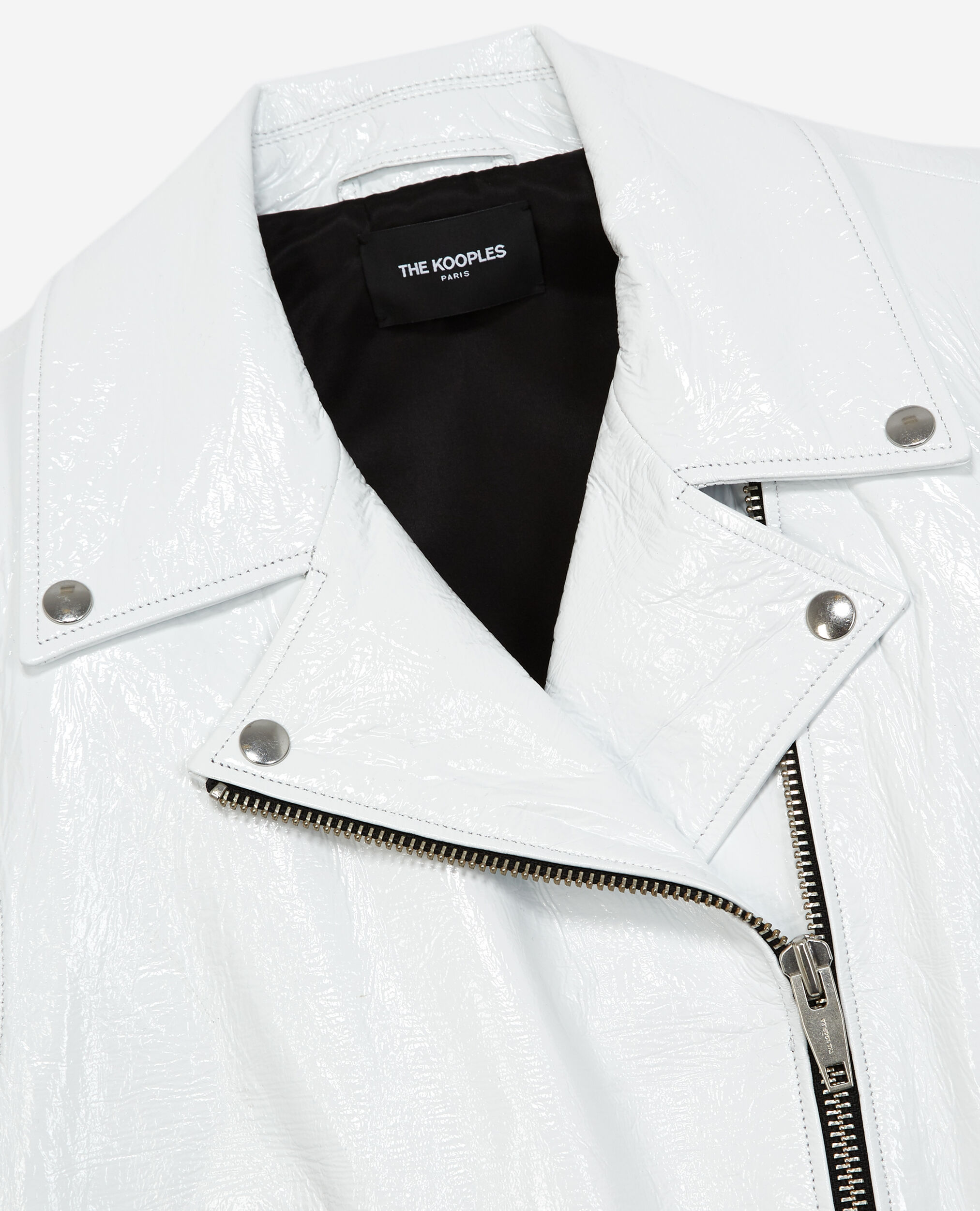 Blouson cuir blanc à manches amovibles, WHITE, hi-res image number null