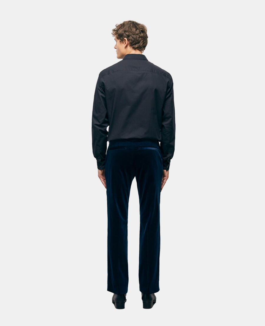 pantalon de costume en velours bleu