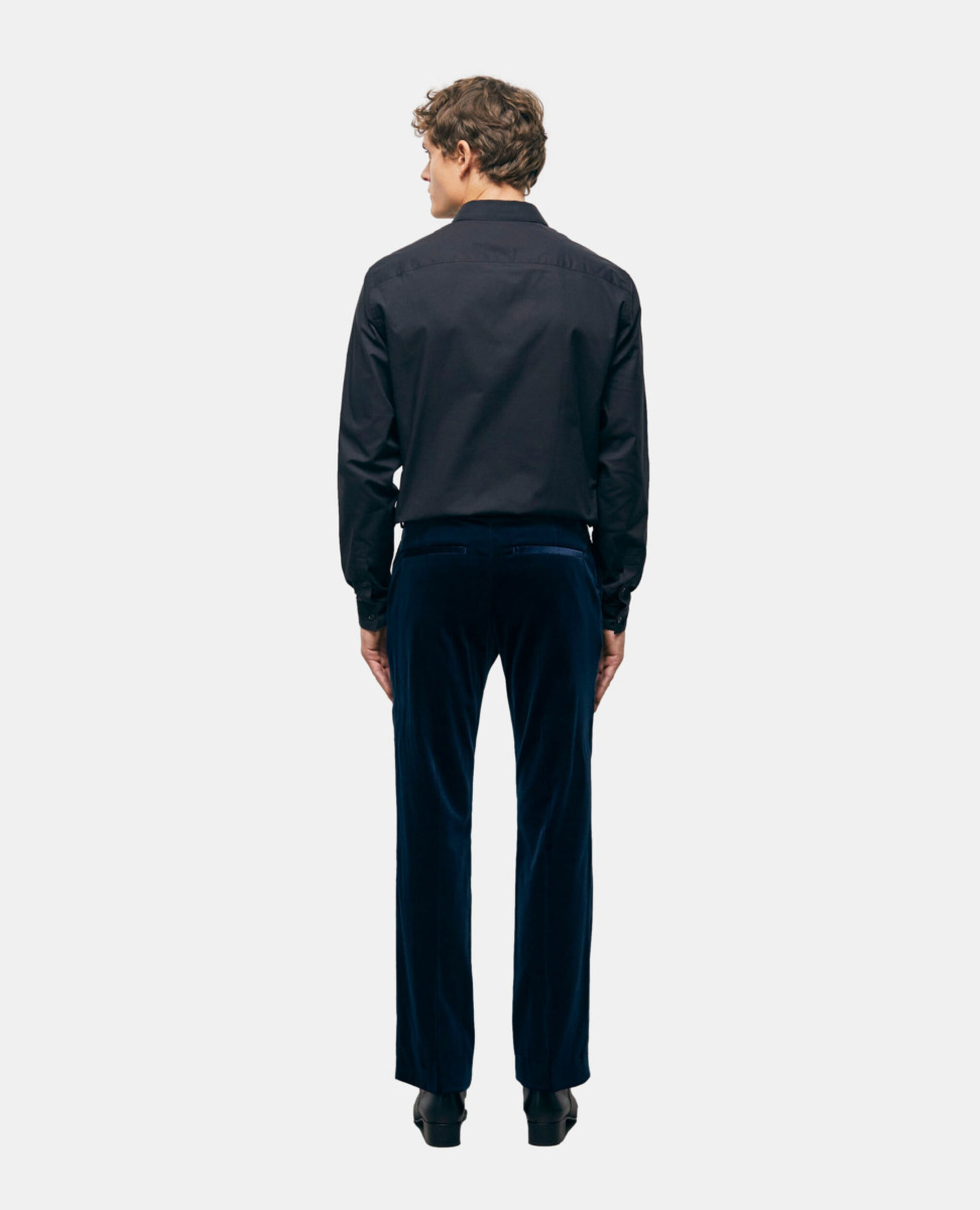 Pantalon de costume en velours bleu, NAVY, hi-res image number null