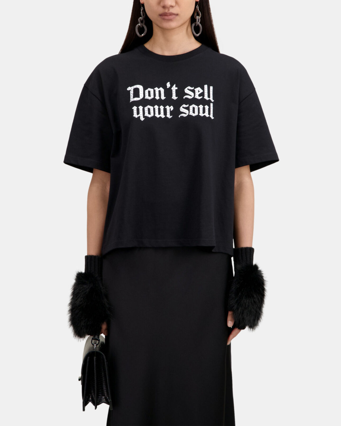 The Kooples FEMME BLACK t-shirt femme noir avec sérigraphie don't sell your soul