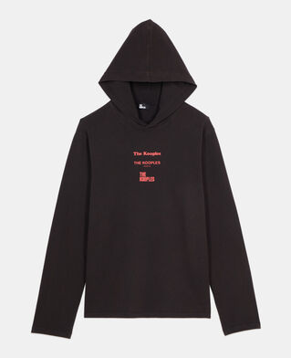 The Kooples HOMME BLACK WASHED t-shirt manches longues avec sérigraphie noir