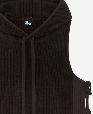 The Kooples F CHOCOLATE brown wool and cotton sleeveless sweater