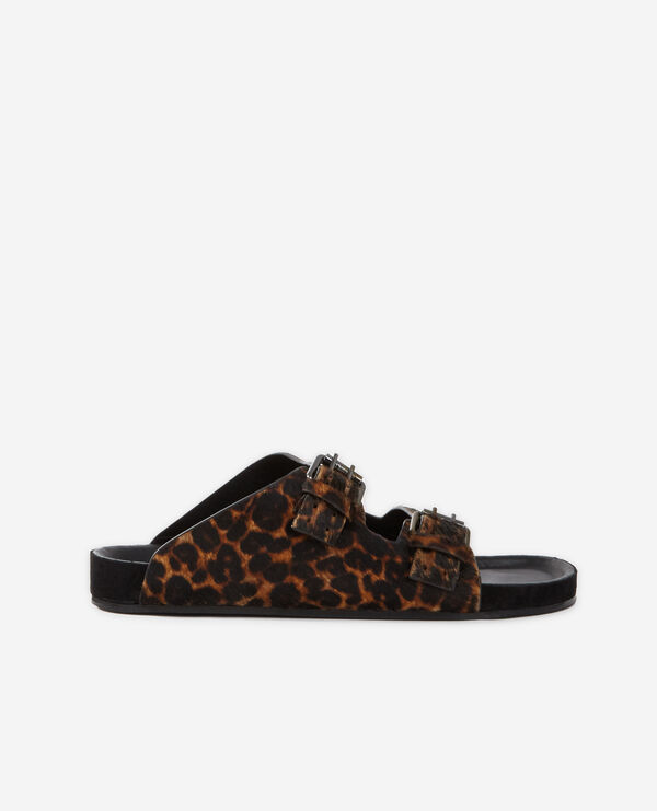sandales en cuir léopard