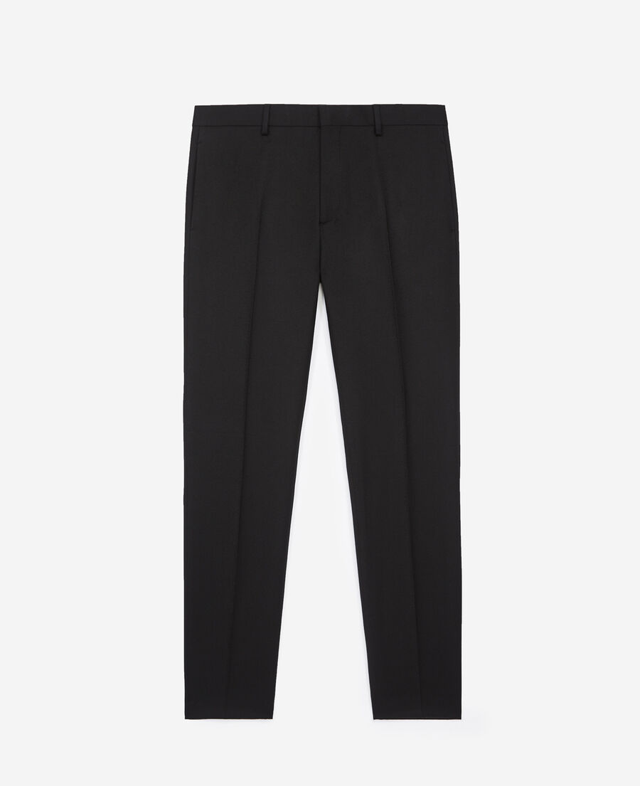 pantalon slim flanelle noir passepoils
