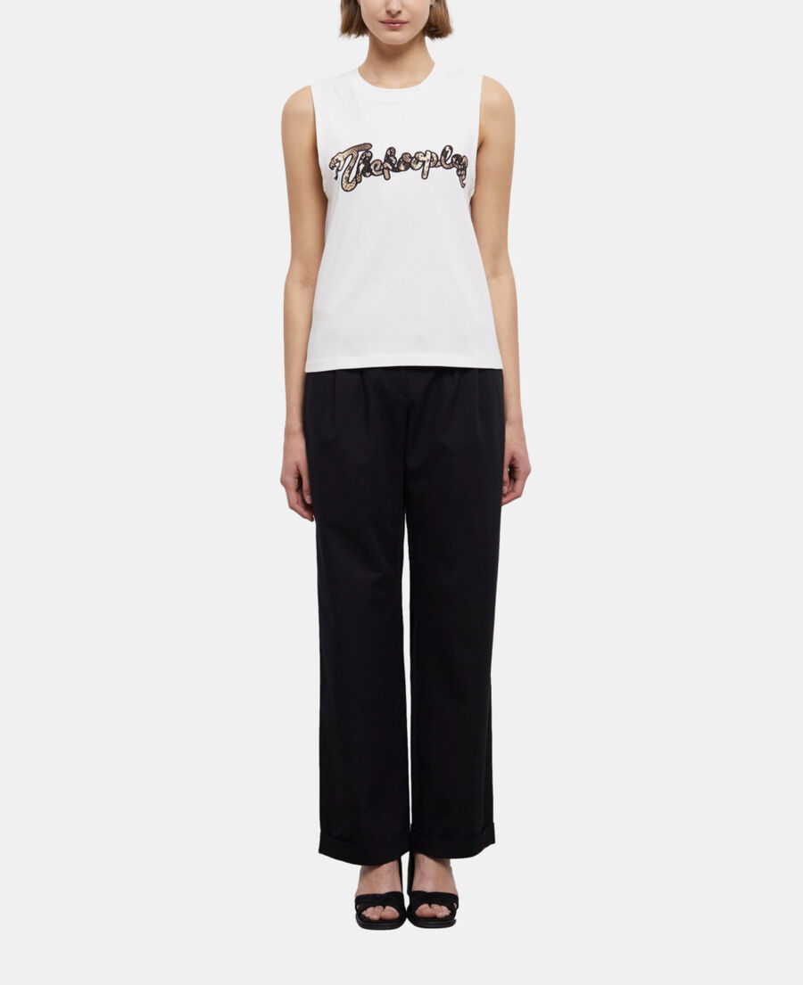 women's white t-shirt with snake logo print