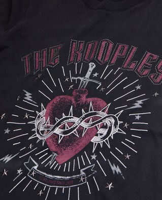 The Kooples F BLACK women's black t-shirt with dagger through heart serigraphy