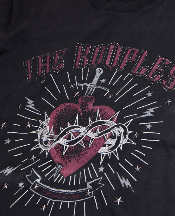The Kooples FEMME BLACK t-shirt femme noir avec sérigraphie dagger through heart