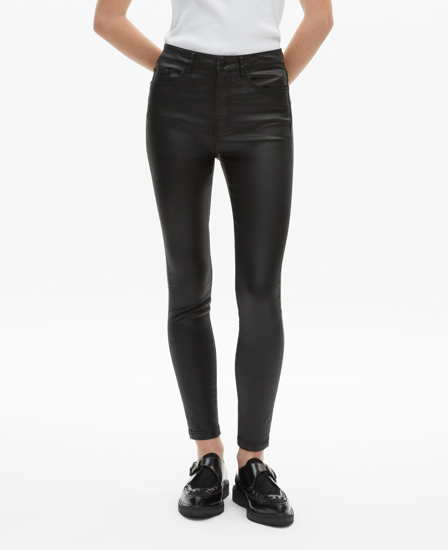 The Kooples WOMEN BLACK black leather-effect slim jeans