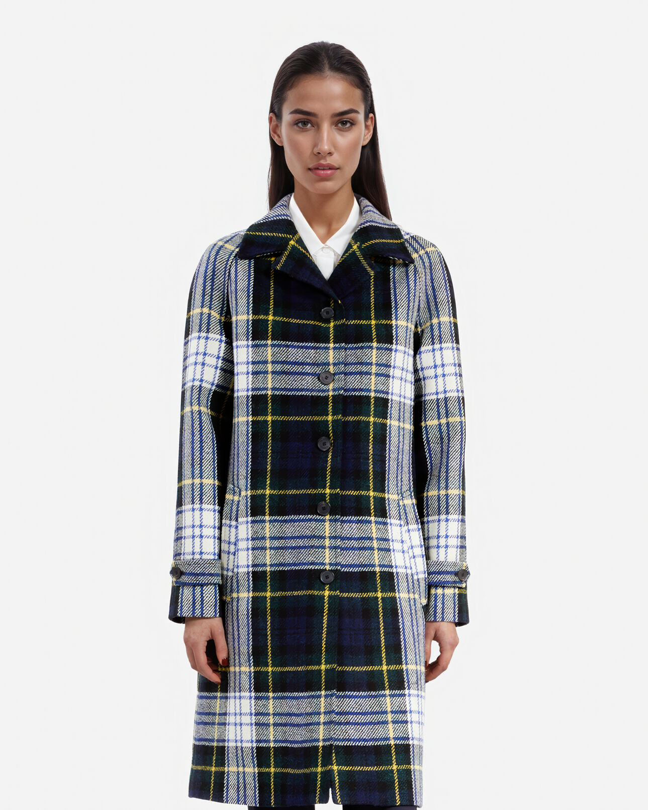 The Kooples FEMME GREEN-WHITE manteau the kooples x harris tweed