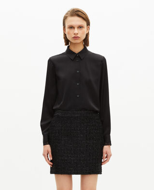 The Kooples F BLACK short skirt in shiny black tweed