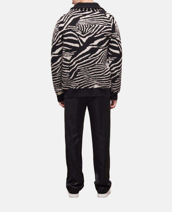 The Kooples HOMME BLACK WHITE pull en laine imprimé