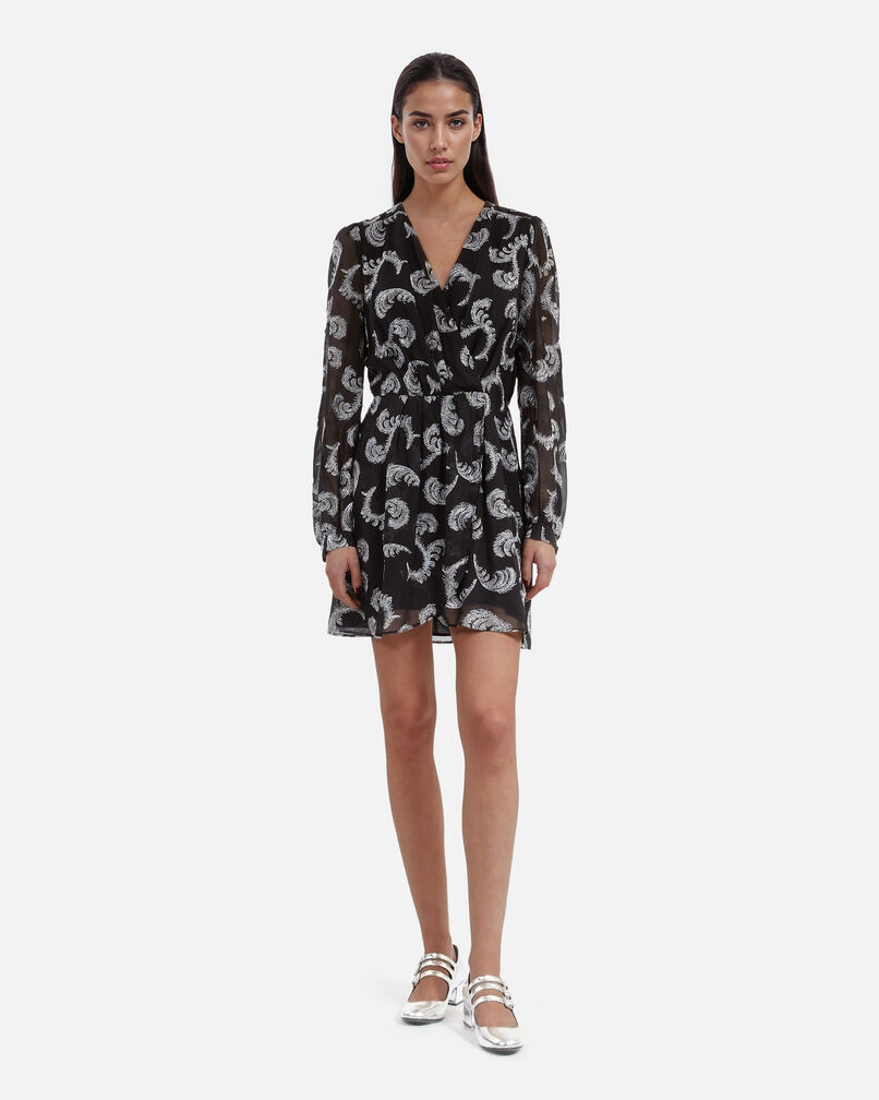 The Kooples FEMME BLACK / SILVER robe effet portefeuille courte noire